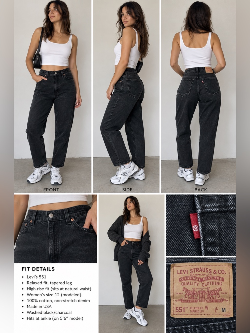 Vintage Levi’s 551 Black Jeans Women’s 12 M USA Made 551 Tapered 90s